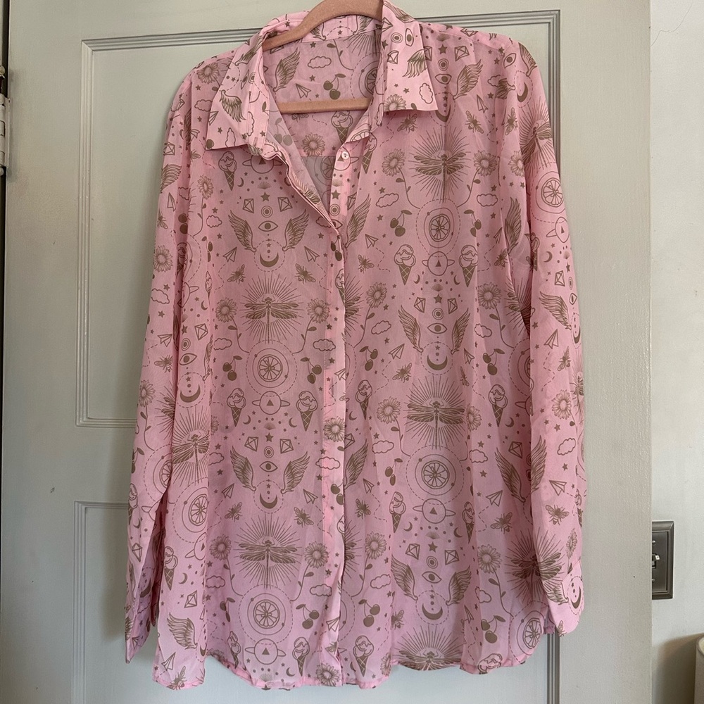 Pink Patterned Women's Top